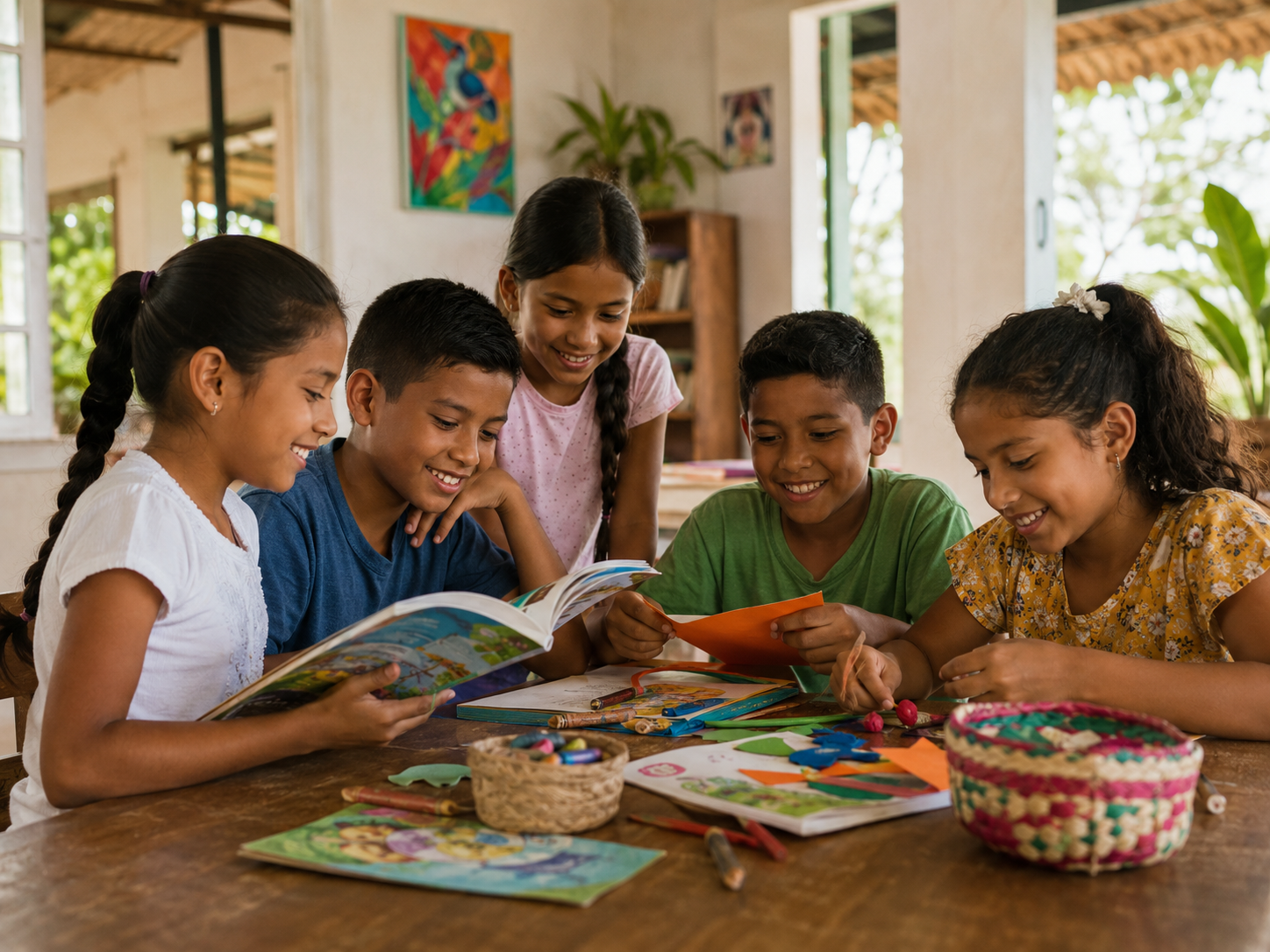 Niños aprendiendo en un espacio seguro